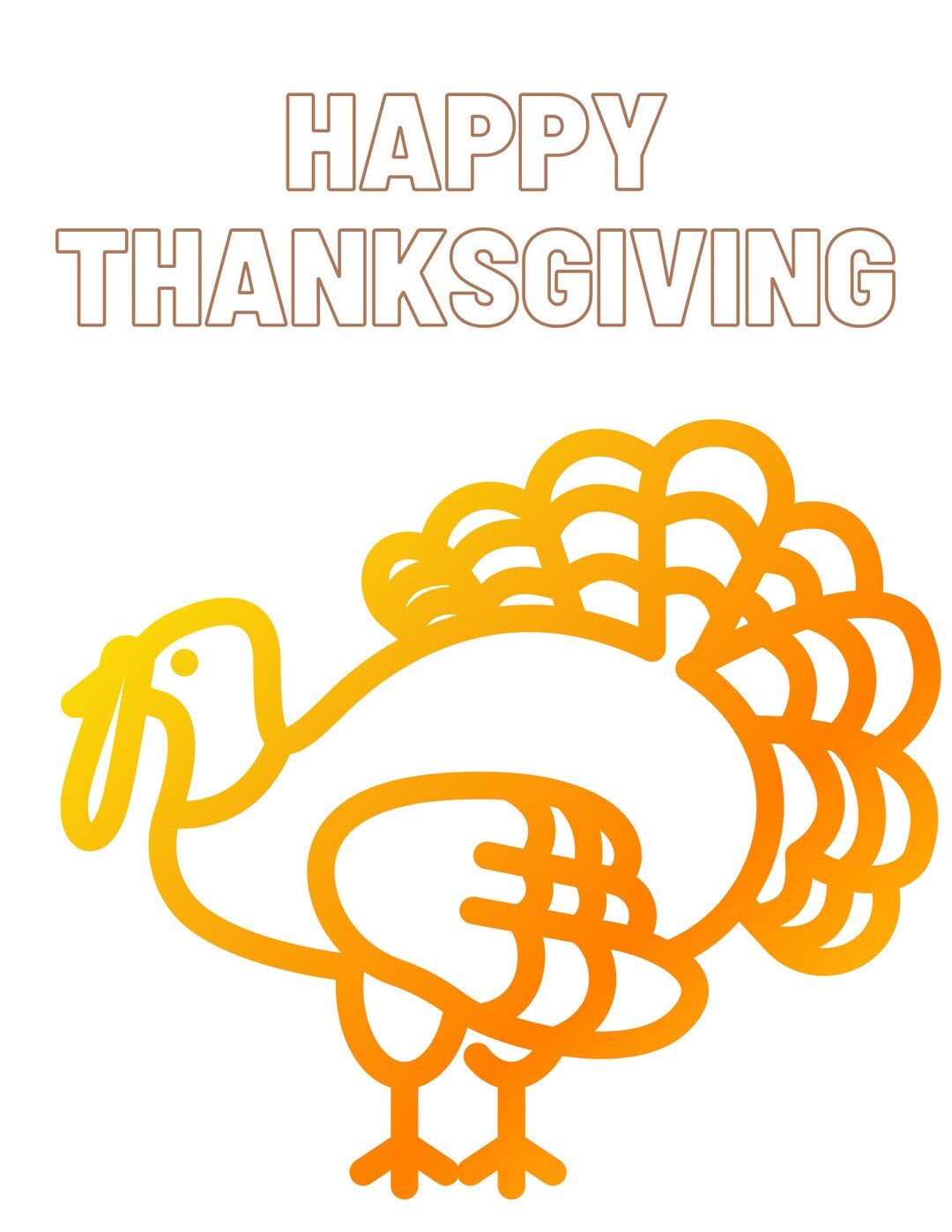 Printable Thanksgiving Turkey Color Sheet - Instant Download Color
