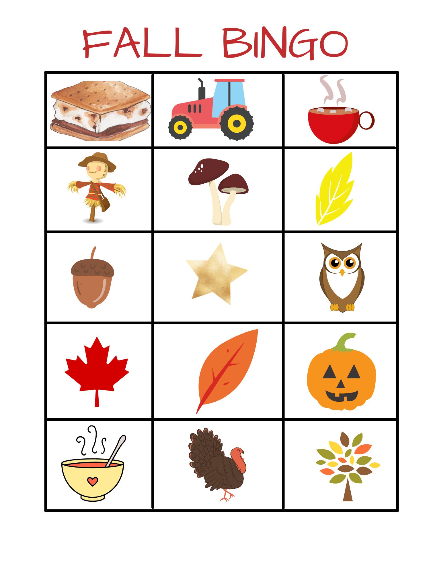 Printable Fall Bingo Toddler Bingo Printable Kids Fall Bingo Fall