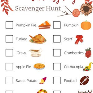 Printable Thanksgiving Scavenger Hunt - Printable Scavenger Hunt for ...