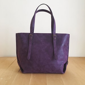 Faux Leather Purple Tote Bag Vegan Handbag Water Resistant - Etsy