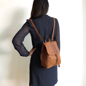 Mini Backpack - Brown Bag - Vegan Backpack - Convertible Bag - Brown Backpack