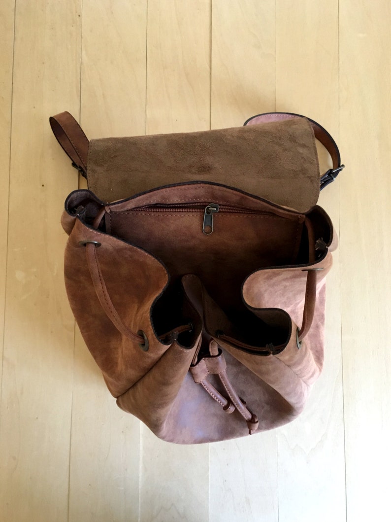 Faux Leather Brown Backpack Vegan Backpack Water Resistant image 3