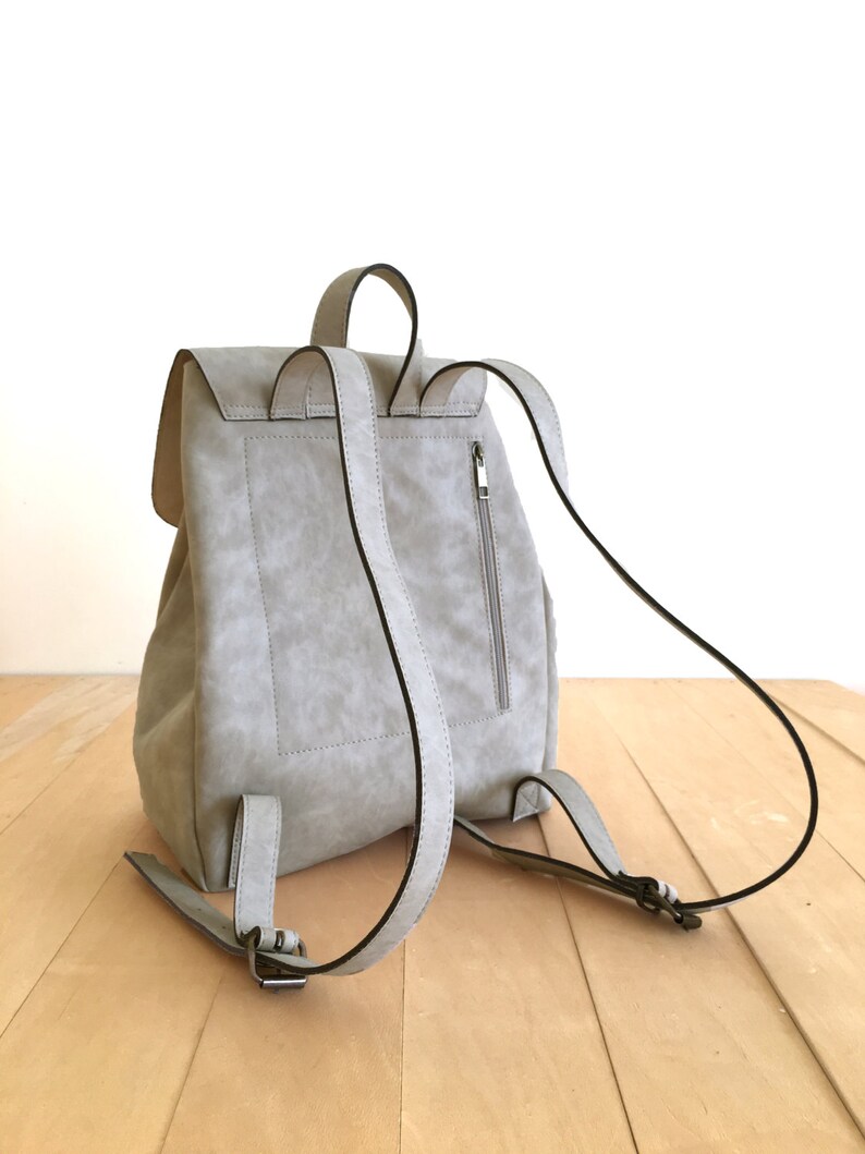 Faux Leather Beige Backpack Vegan Backpack Water Resistant Etsy