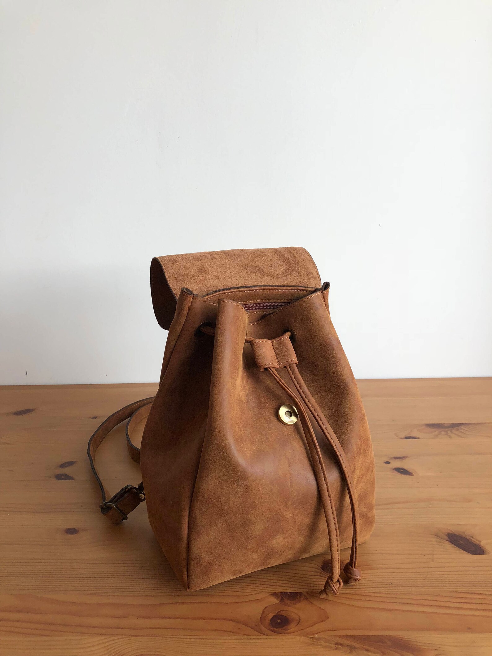 Mini Backpack Brown Bag Vegan Backpack Convertible Bag Etsy