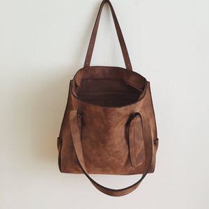 Cadeau sac cabas brun Vegan résistant à leau sac à main simili cuir cuir et rustique mères pour maman image 4