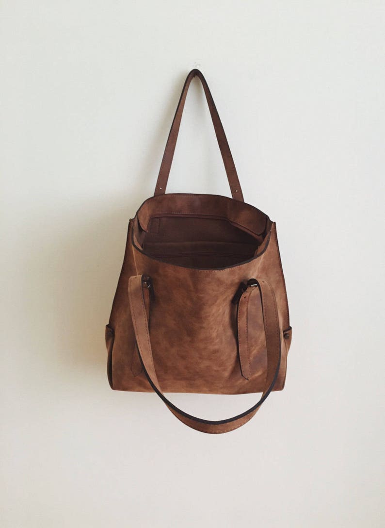 Cadeau sac cabas brun Vegan résistant à leau sac à main simili cuir cuir et rustique mères pour maman image 4