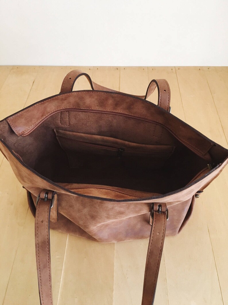 Cadeau sac cabas brun Vegan résistant à leau sac à main simili cuir cuir et rustique mères pour maman image 5