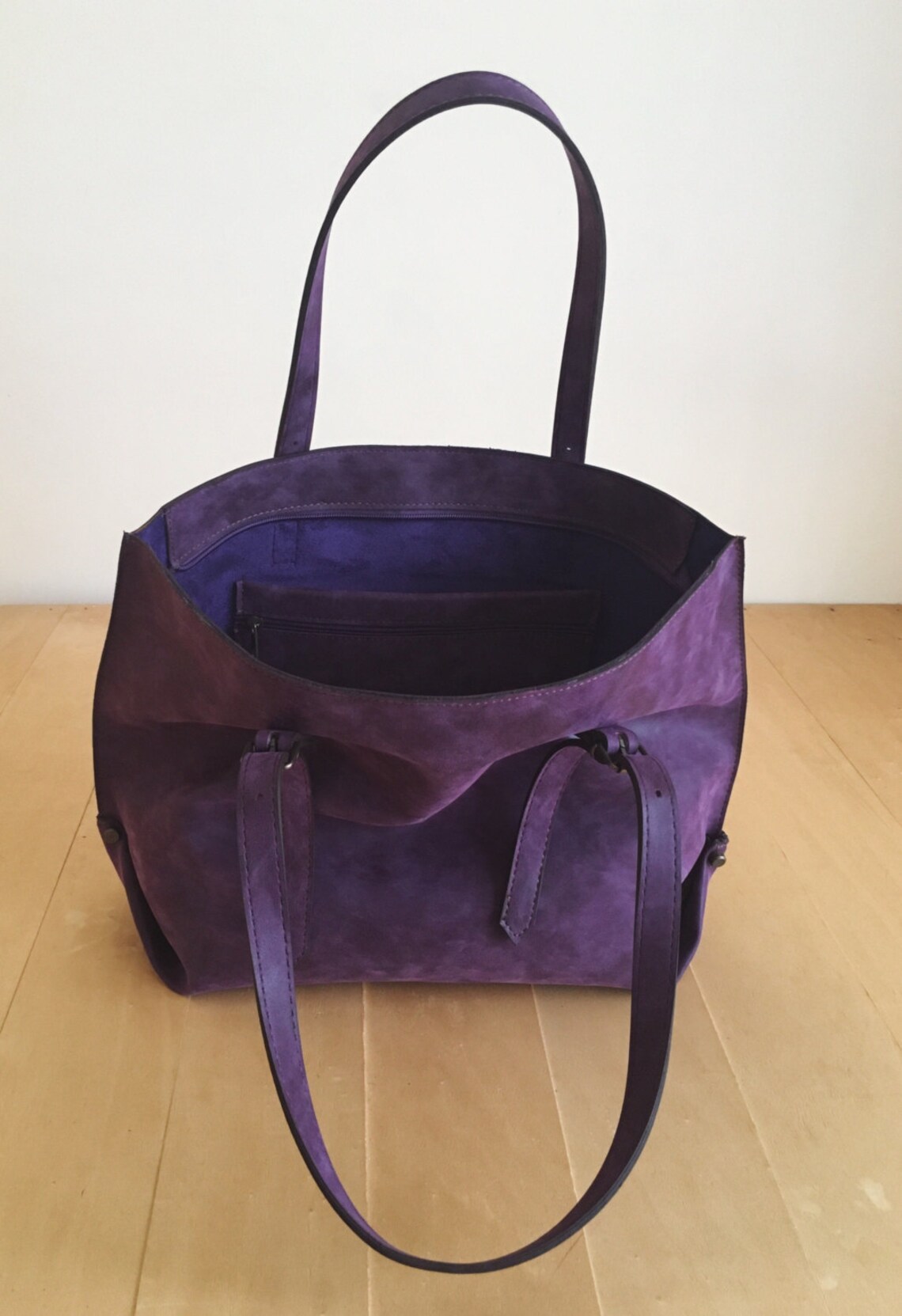 Faux Leather Purple Tote Bag Vegan Handbag Water Resistant Etsy