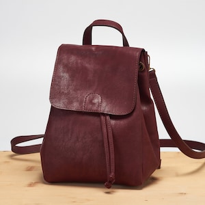 Mini sac à dos bordeaux - Mini sac - Sac à dos végétalien - Sac convertible - Sac à dos bordeaux