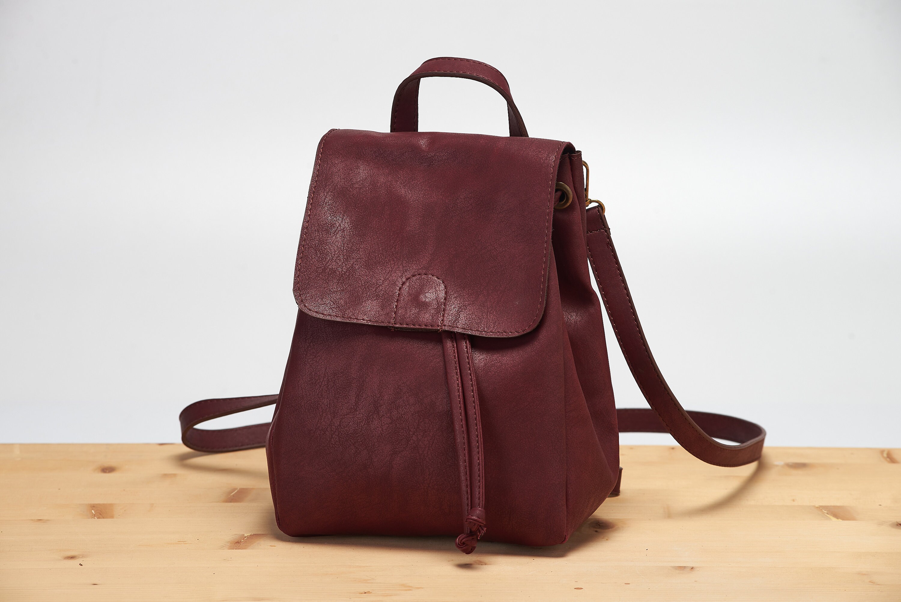Burgundy Mini Backpack Mini Bag Vegan Backpack Convertible Bag Burgundy Backpack Etsy