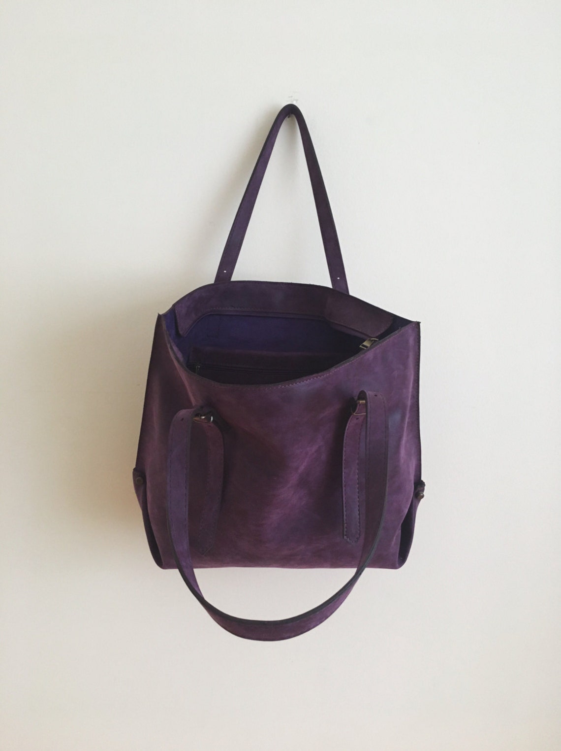 Faux Leather Purple Tote Bag Vegan Handbag Water Resistant Etsy