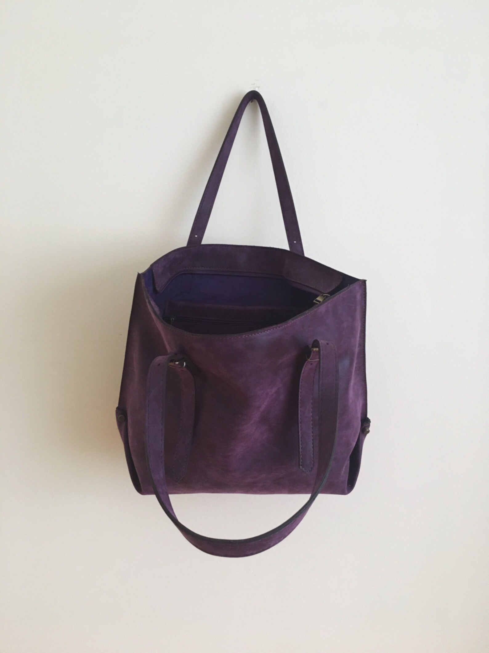 Faux Leather Purple Tote Bag Vegan Handbag Water Resistant Etsy