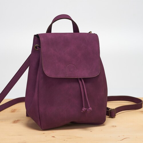 Mini Backpack Purple Bag Vegan Backpack 