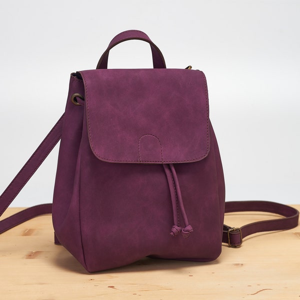 Mini Backpack - Purple  Bag - Vegan Backpack - Convertible Bag - Purple Backpack