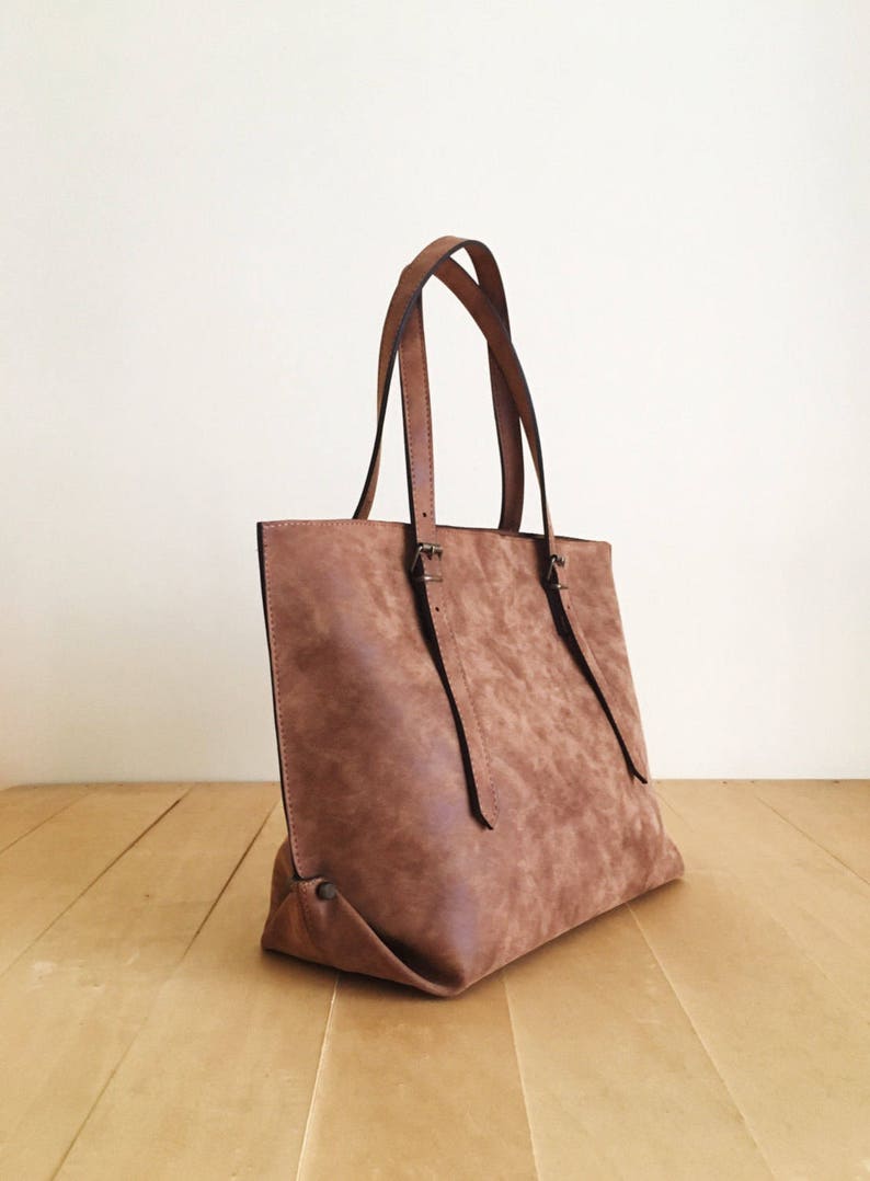 Cadeau sac cabas brun Vegan résistant à leau sac à main simili cuir cuir et rustique mères pour maman image 2