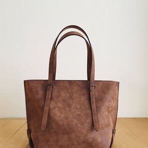 Cadeau sac cabas brun Vegan résistant à leau sac à main simili cuir cuir et rustique mères pour maman image 3