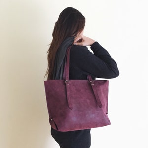 Kunstleder Burgund Einkaufstasche - Vegan Handtasche - wasserdicht - Vegan Leder - rustikale Leder - Distressed Leder - Boho Tasche - Geschenk
