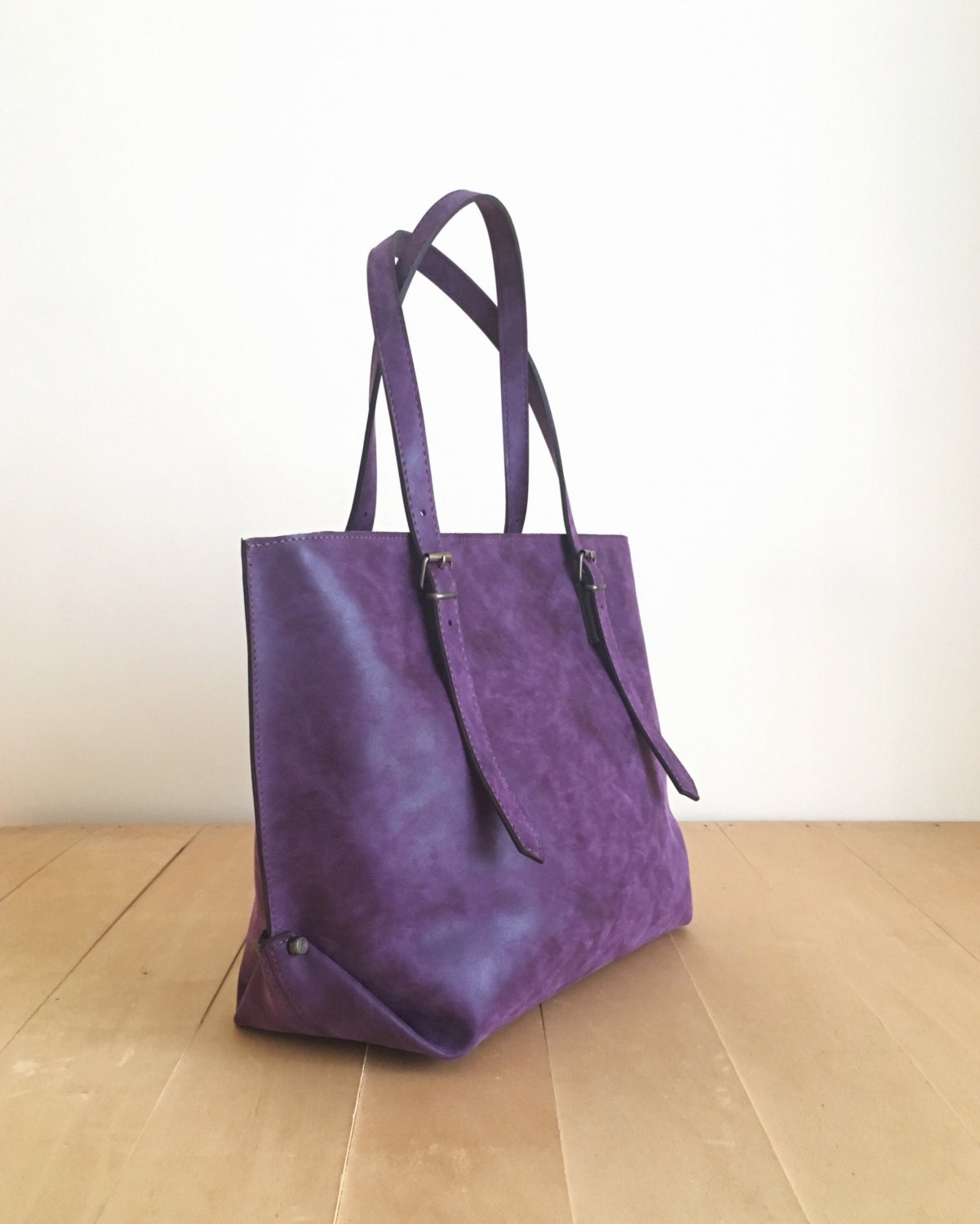 Faux Leather Purple Tote Bag Vegan Handbag Water Resistant Etsy