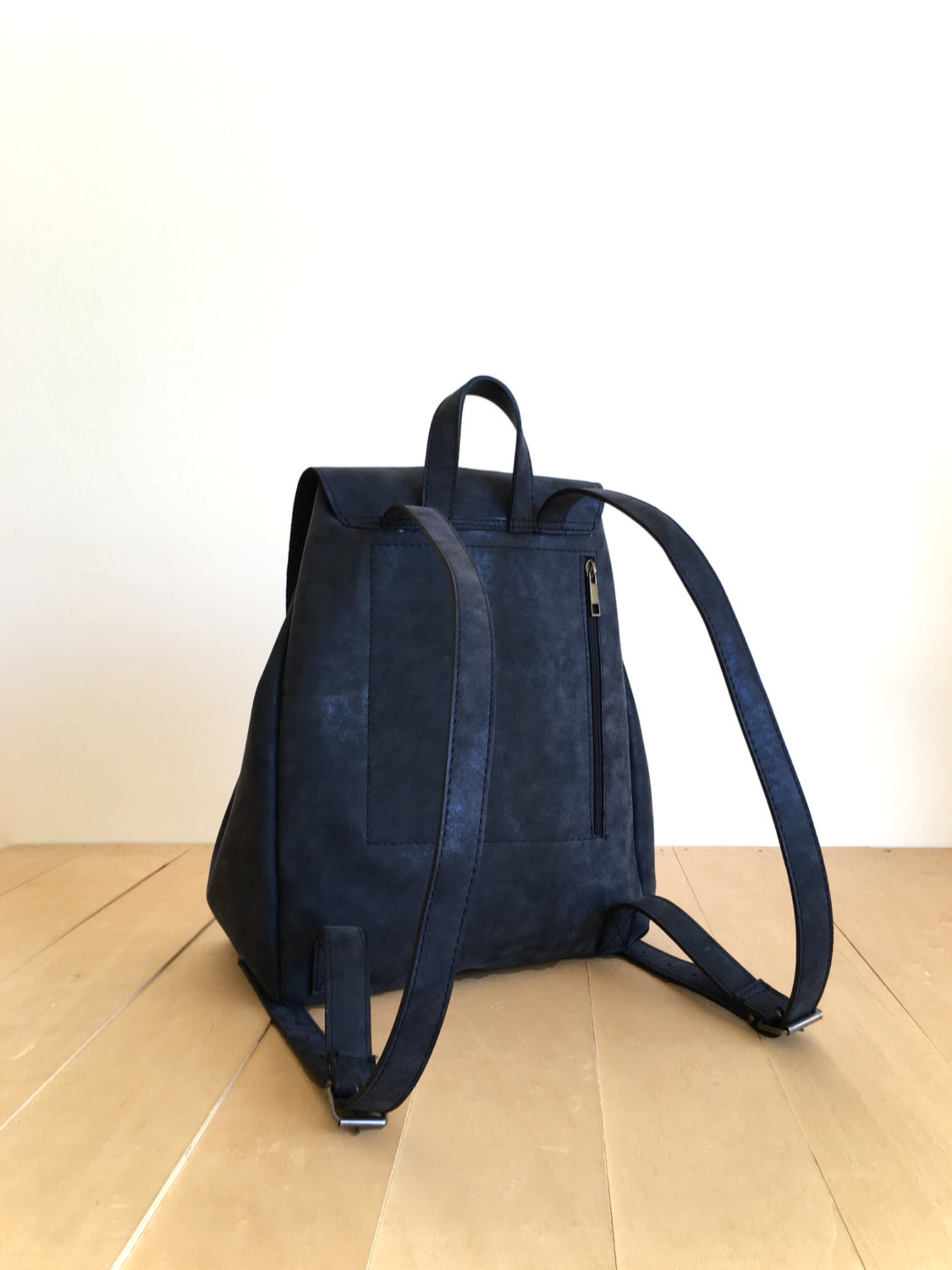 Faux Leather Black Backpack Vegan Backpack Water Resistant Etsy