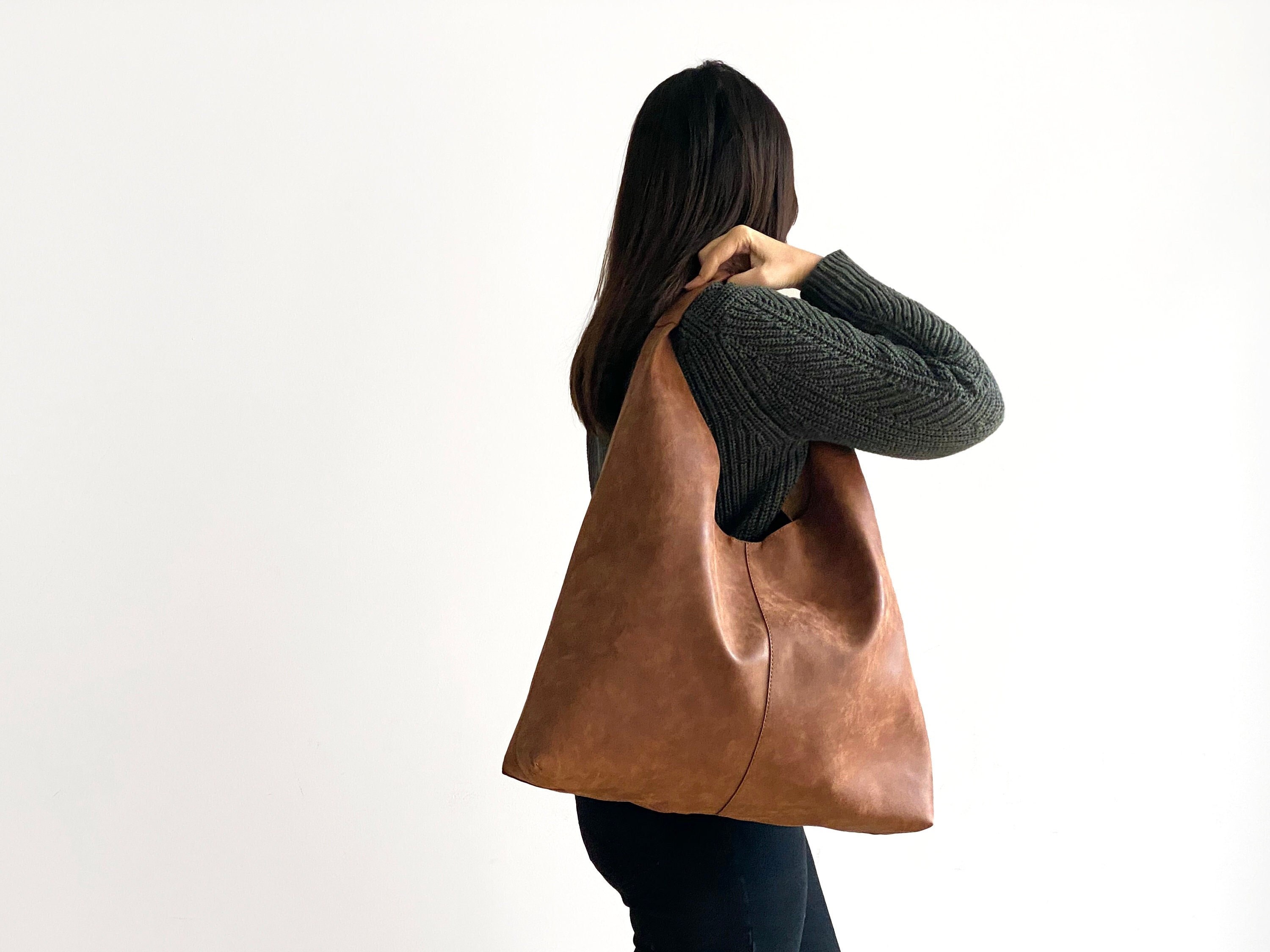 Vegan Leather Hobo Bag in Brown - Slouchy Bag - Hobo Vegan Leather Hobo Bag in Brown - Slouchy Bag - Hobo