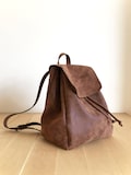 Mothers Day Gift - Leather Brown Backpack - Vegan Backpack - Water Resistant - Vegan Leather - Rustic Leather - Gift for mum product logo
