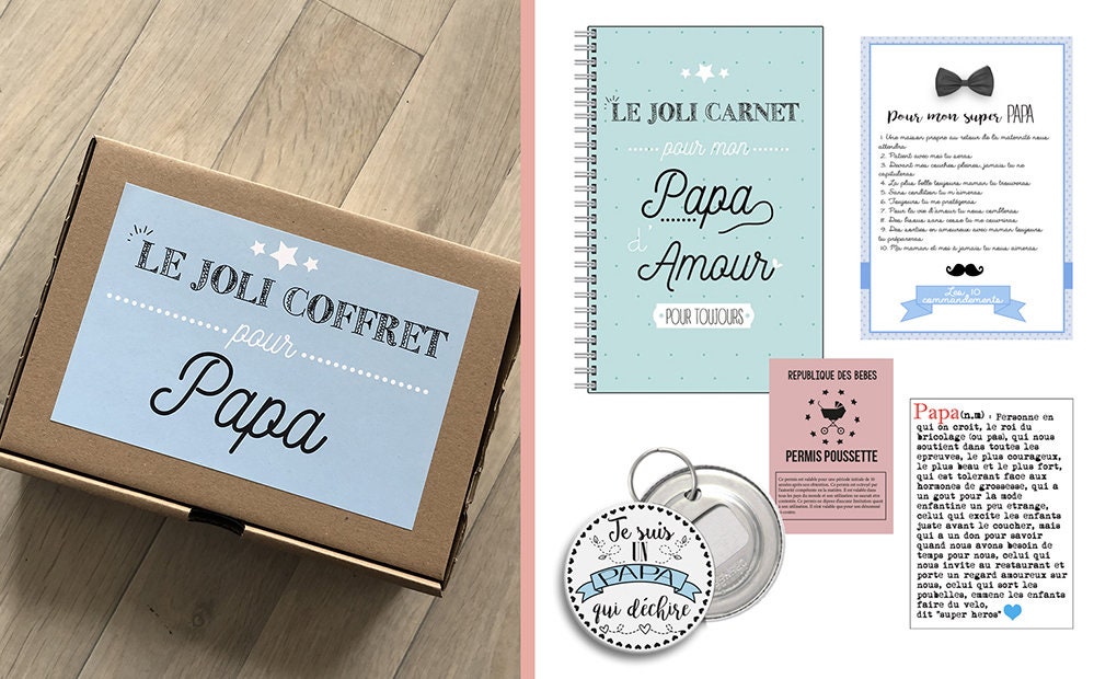 Coffret cadeau Papa, boîte à papa avec carnet, cartes et décapsuleur