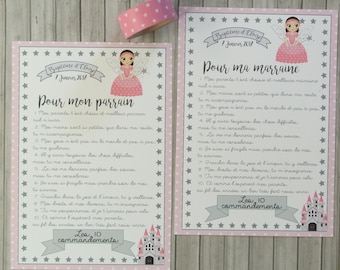 Les 10 Commandements De La Marraine - Plaque Acrylique Gravée - Cadeau Original Baptême, Communion - Avec Boîte Cadeau