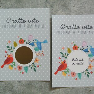 annonce grossesse carte à gratter oiseaux