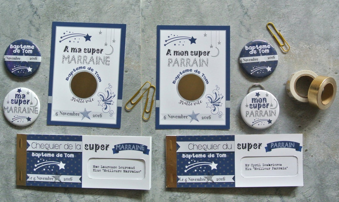 Kit cadeaux parrain marraine thème étoiles Etsy France