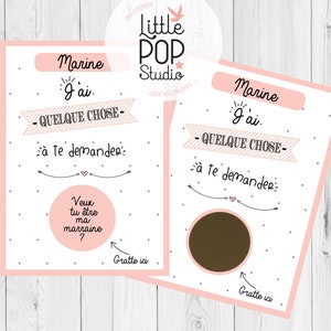 Carte à gratter marraine "Veux-tu être ma marraine ?" personnalisable au prénom, carte annonce grossesse, demande marraine