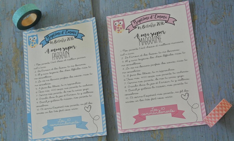Les 10 Commandements Du Parrain - Plaque Acrylique Gravée - Cadeau Baptême Et Communion