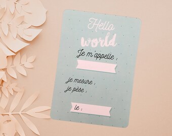 Baby birth card - blue