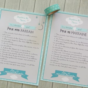 2 grandi carte i 10 comandamenti della Madrina e padrino - nuvole di tema