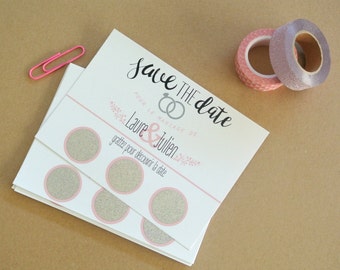 Scratch card save the date customizable