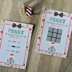 Carte à gratter demande de parrain Noël message à recomposer