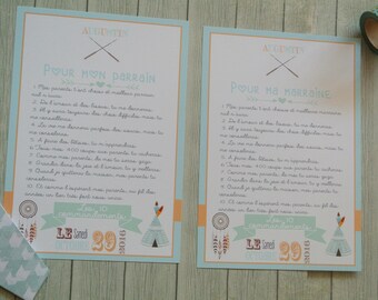 2 large cards 10 commandments godmother and Godfather - themed teepee