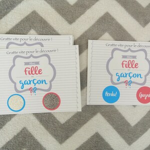 Carte à gratter annonce du sexe de bebe fille ou garçon