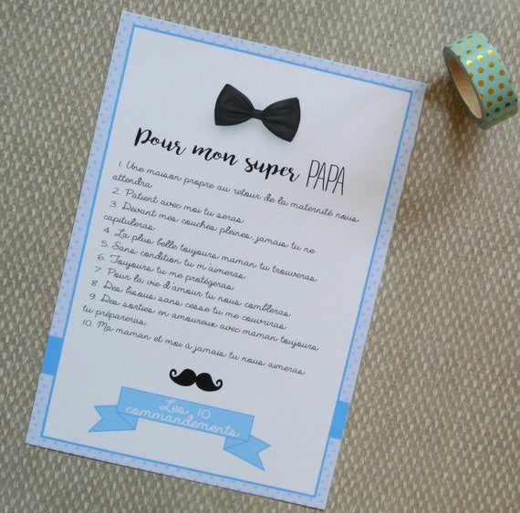 Boite à Papa 10 Commandements Rose + Permis Poussette - Cadeau Annonce Grossesse Ou Naissance