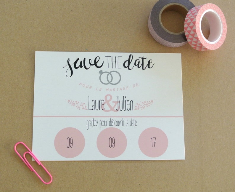 Scratch card save the date customizable image 2