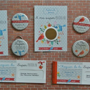 Kit de regalo patrocina madrina tema Country Birds