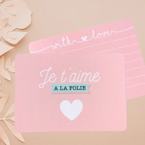 Carte - Je t'aime à la folie | Carte postale, carte de voeux, carte cadeau, carte anniversaire, carte saint valentin