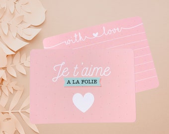 Map - I love you to madness Postcard, greeting card, gift card, birthday card, Valentine's day card