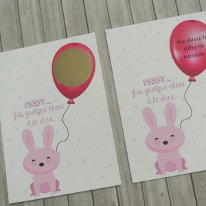 Carte à gratter demande de marraine lapin rose