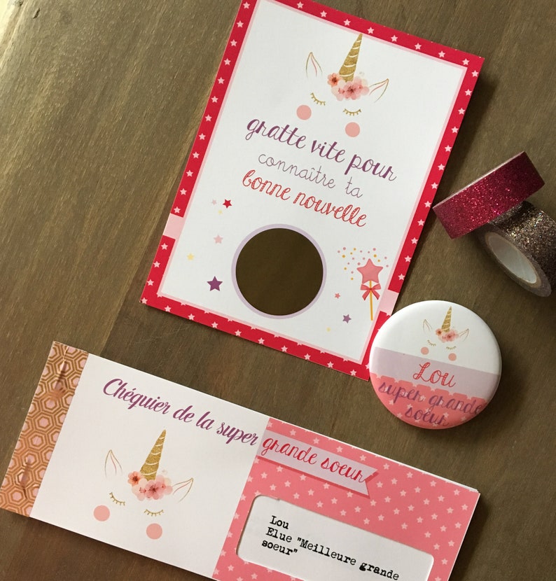 Kit super grande sœur Licorne - Créateurs ETSY : LittlePopStudioFR