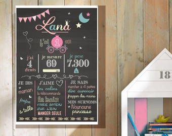 Poster birthday Princess girl