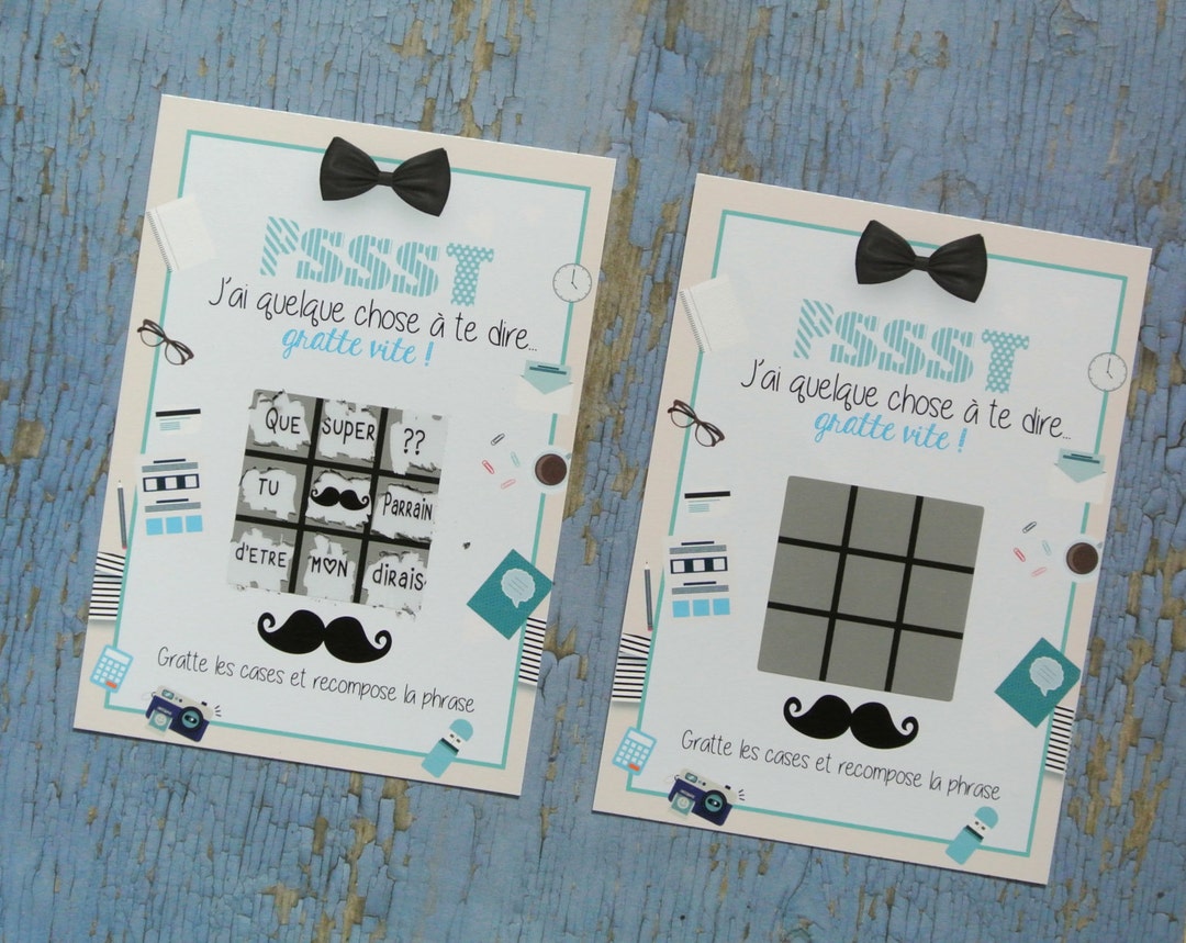 Carte à gratter demande de parrain message à recomposer - Etsy France