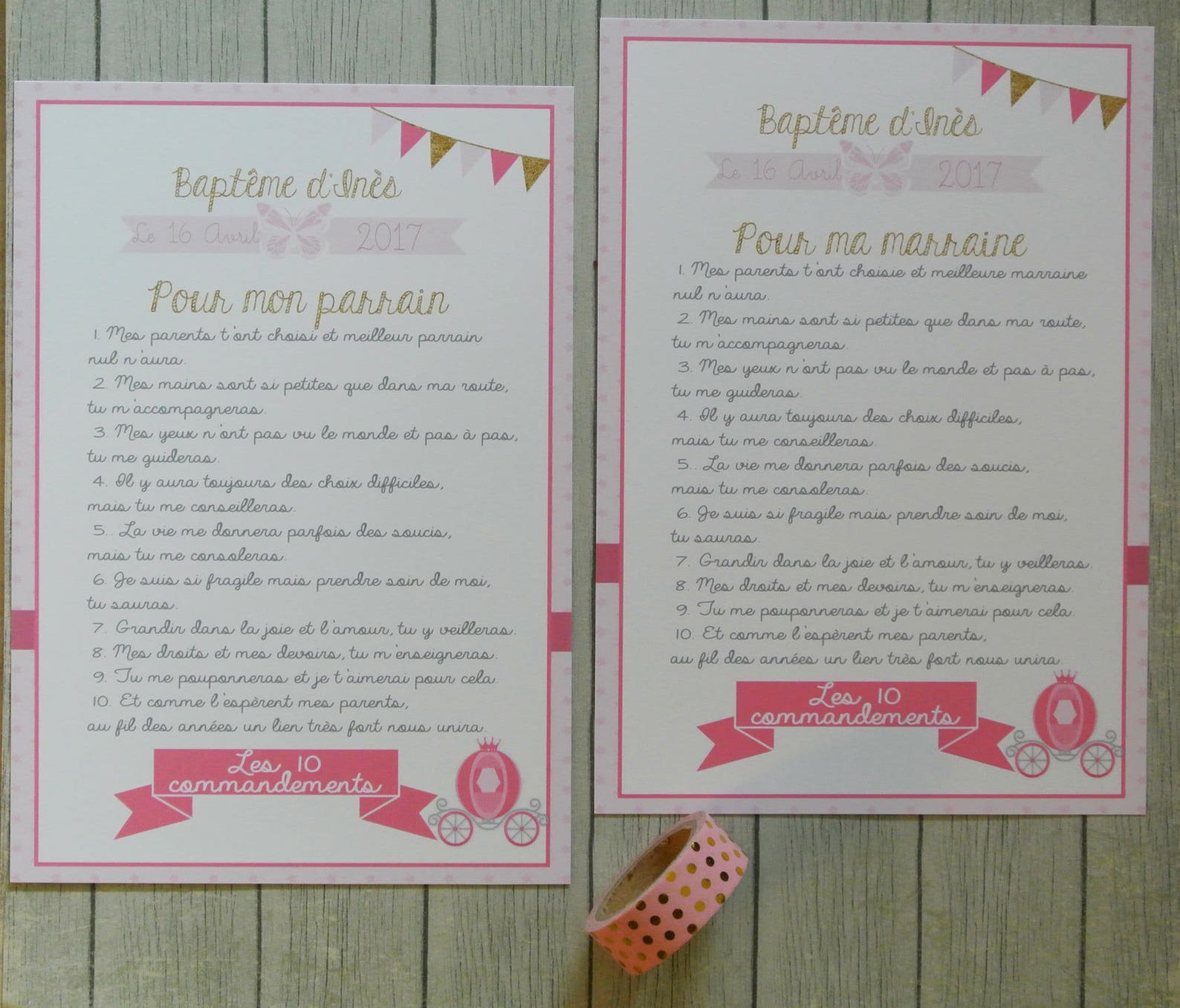 2 Grandes cartes Les 10 commandements de la marraine et du parrain ...