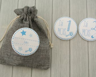 Babyjongen, baby Badges Kit &#39;Mijn eerste jaar&#39;, de babygiften van de