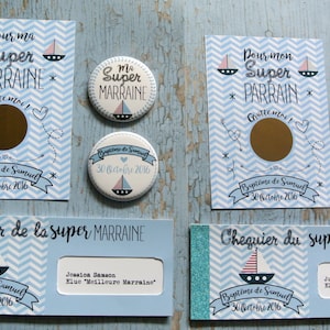Kit cadeaux parrain marraine theme bateau bleu