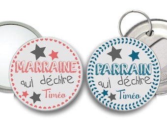 godmother tearing and mirror opener Godfather tearing - coral and teal